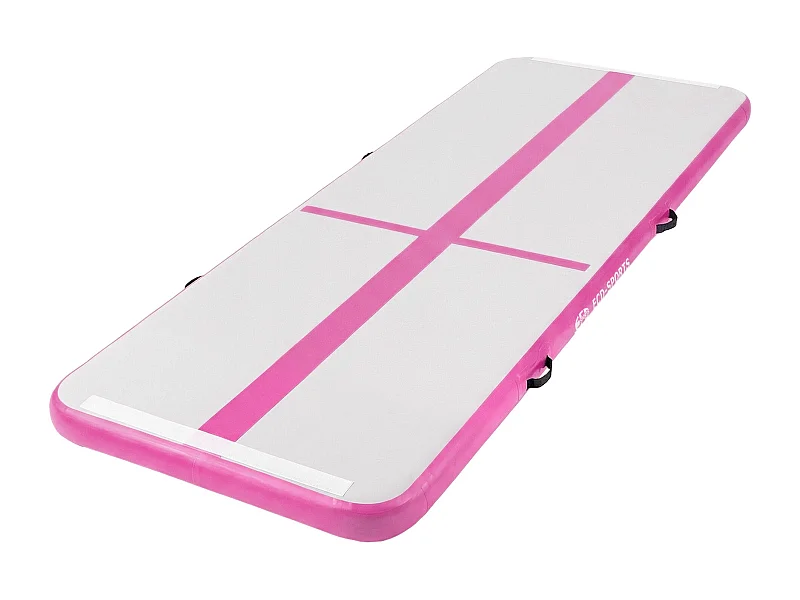 Tapis airtrack 300x100x10cm en rose piste de gymnastique gonflable pour tumbling yoga pilates et fitness avec pompe électrique et sac de transport