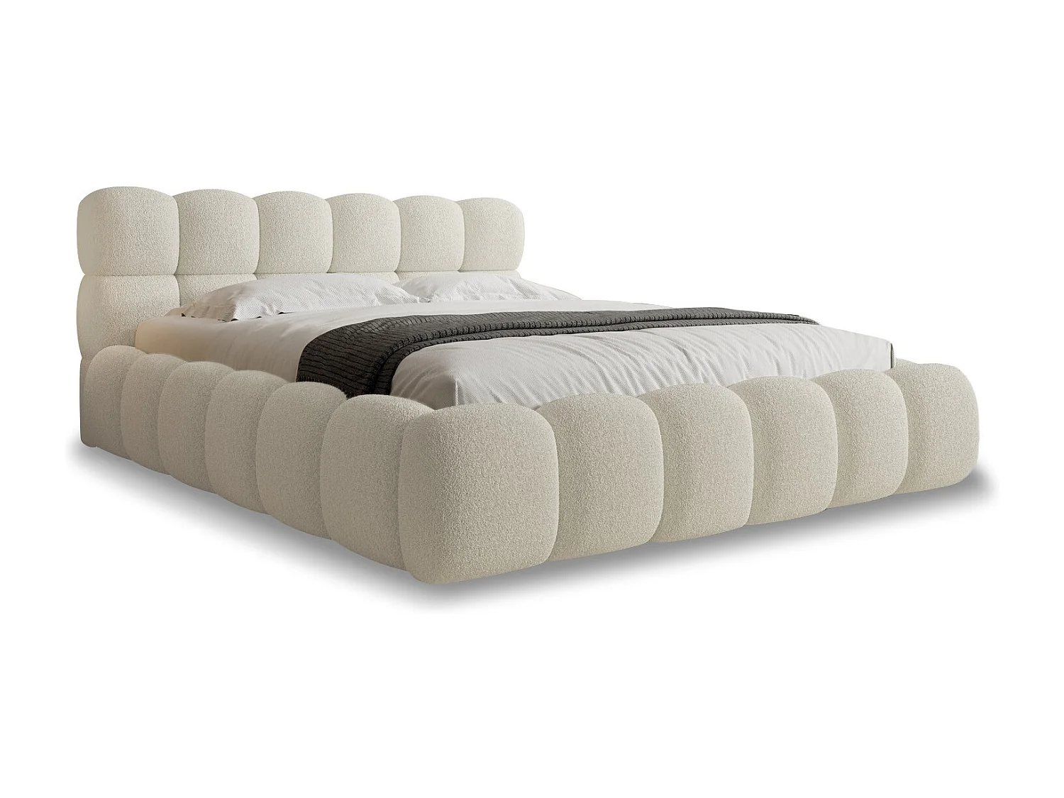 Lit coffre Tomaso 160cm Bouclette Beige