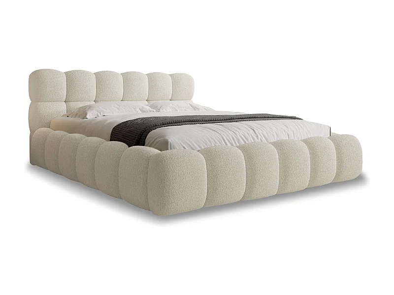 Lit coffre Tomaso 140cm Bouclette Beige