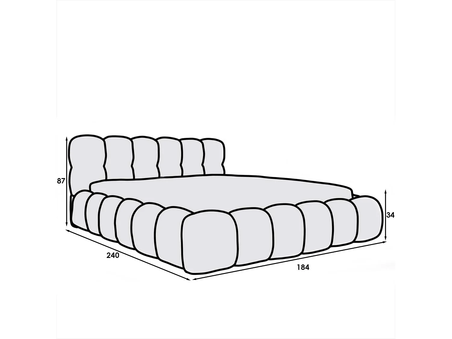 Lit coffre Tomaso 140cm velours Taupe