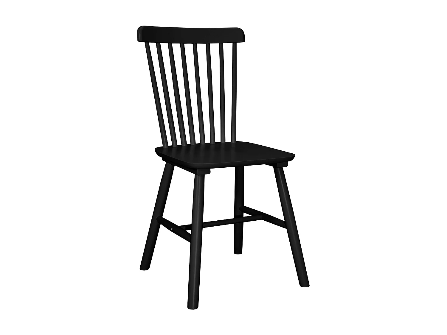 Set van 2 bistrostoelen met spijlen, massief hevea hout, MONA (Zwart)