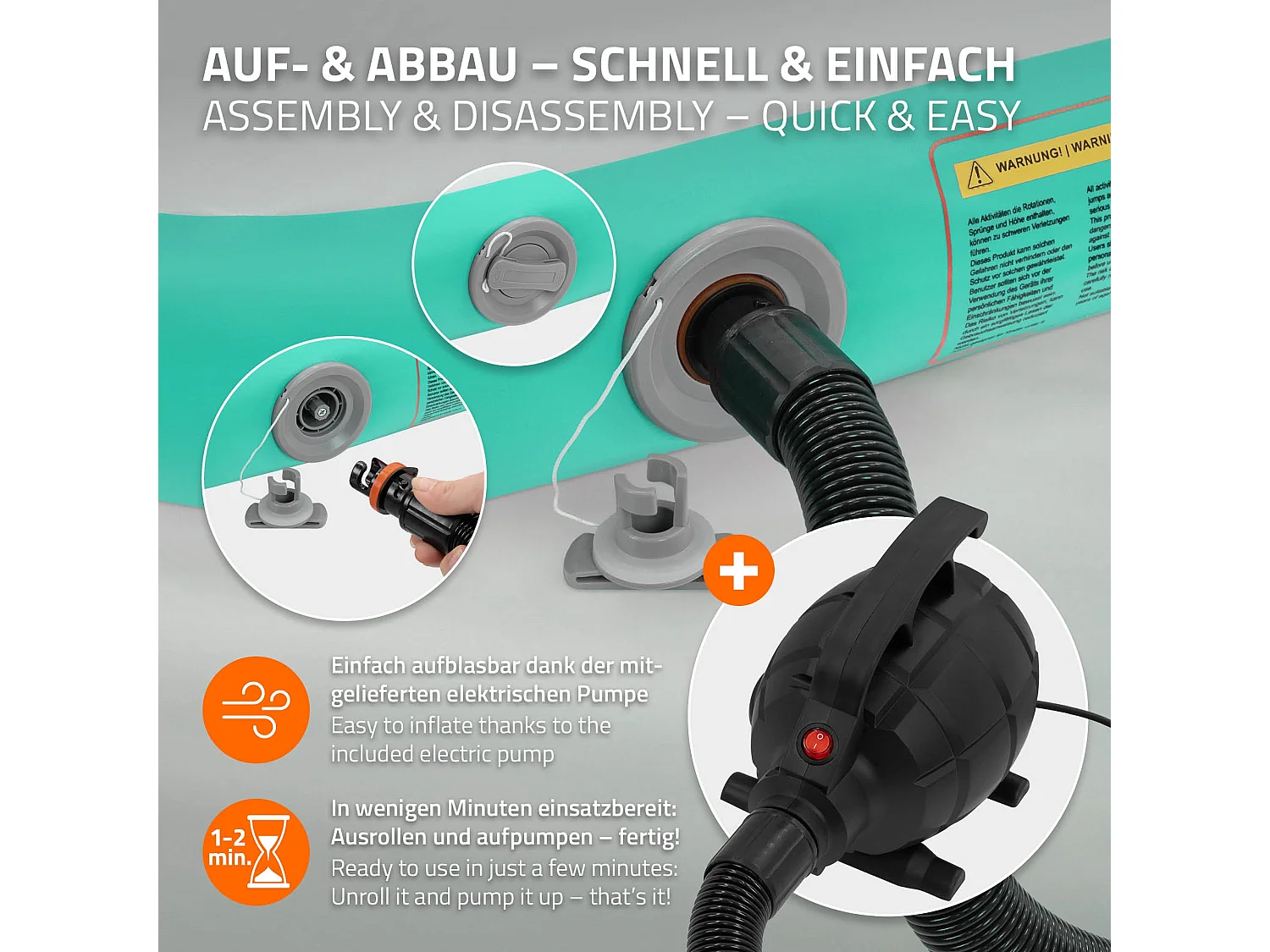 ECD Germany Tappetino ginnastica gonfiabile airtrack 4m verde menta 10 cm materassino tumbling fitness palestra con borsa trasporto e pompa elettrica