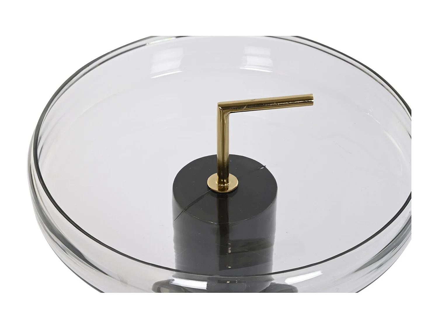 Bijzettafel van glas en ijzer, 41x41x57 cm, gelakt.