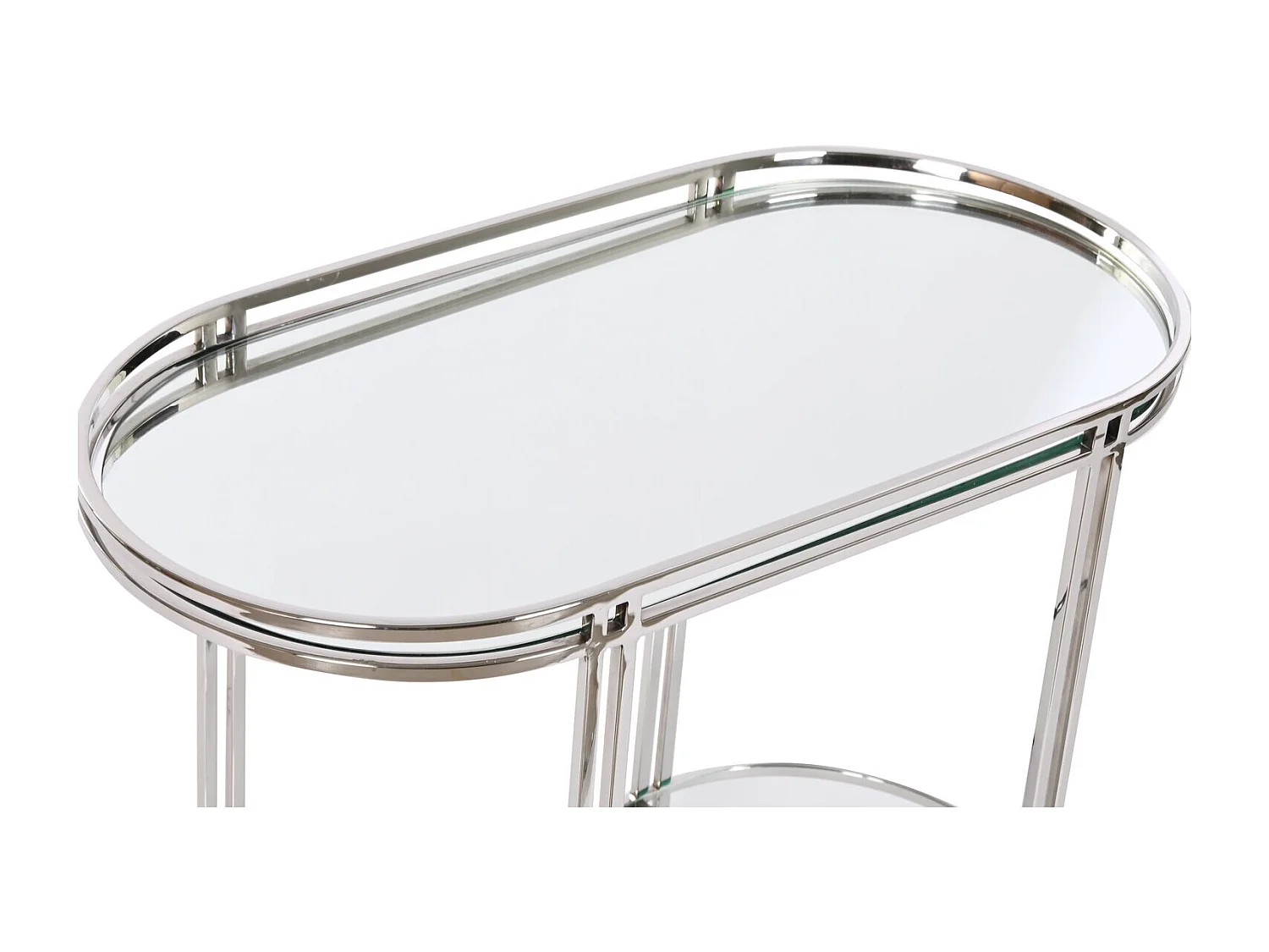 Mesa lateral de aço com espelho 70x35x63 cromada