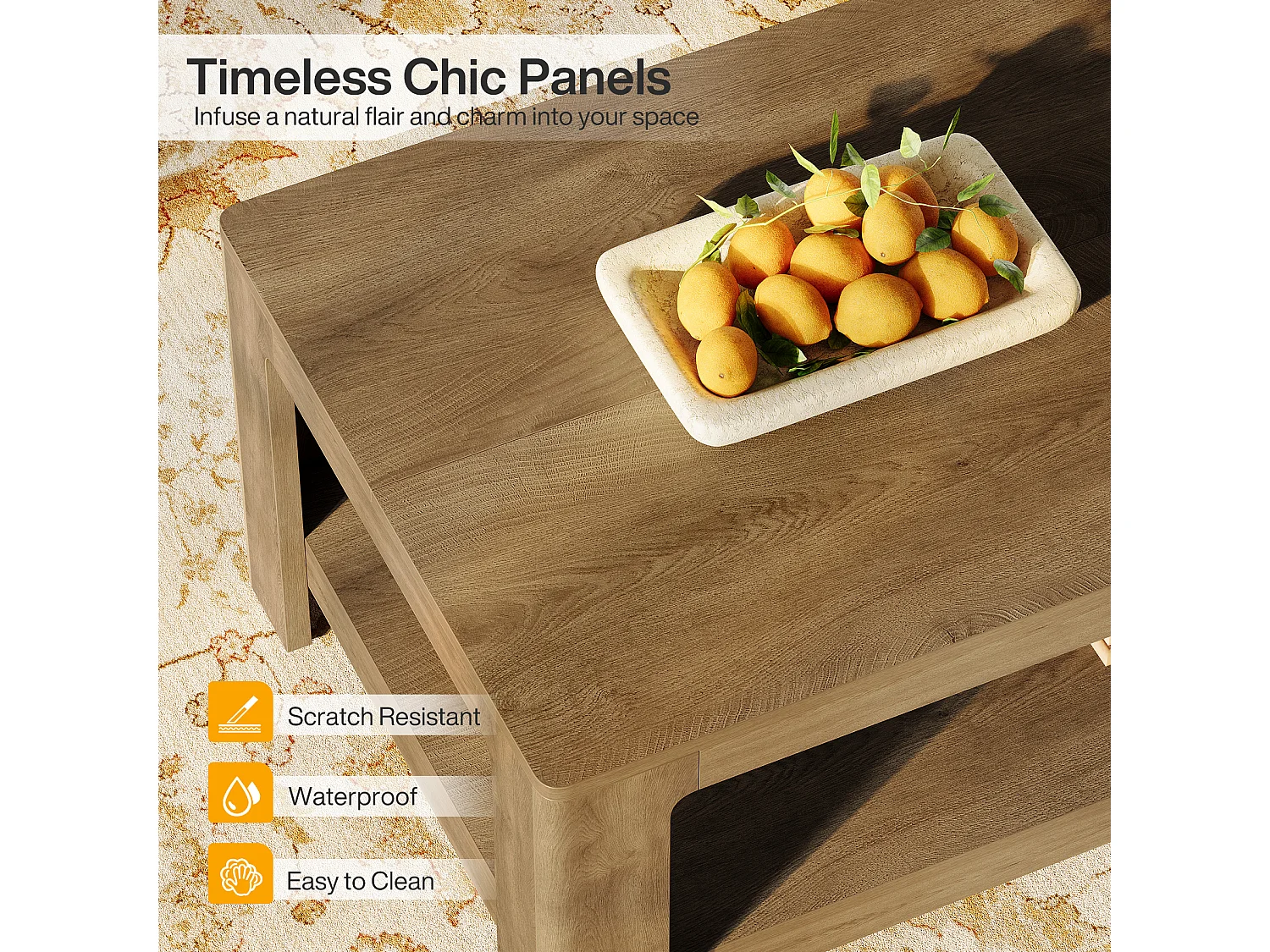 Mesa de café retangular de 120 cm com armazenamento de 2 andares, mesa central de madeira para sala de estar