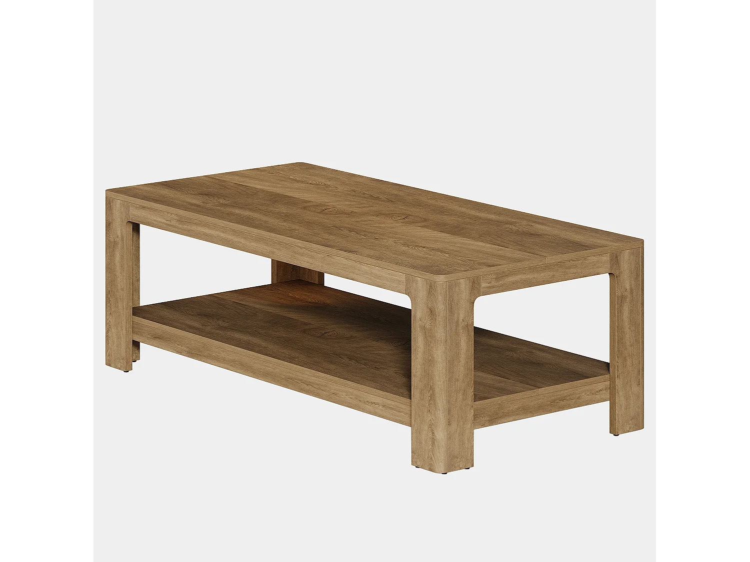 Mesa de café retangular de 120 cm com armazenamento de 2 andares, mesa central de madeira para sala de estar