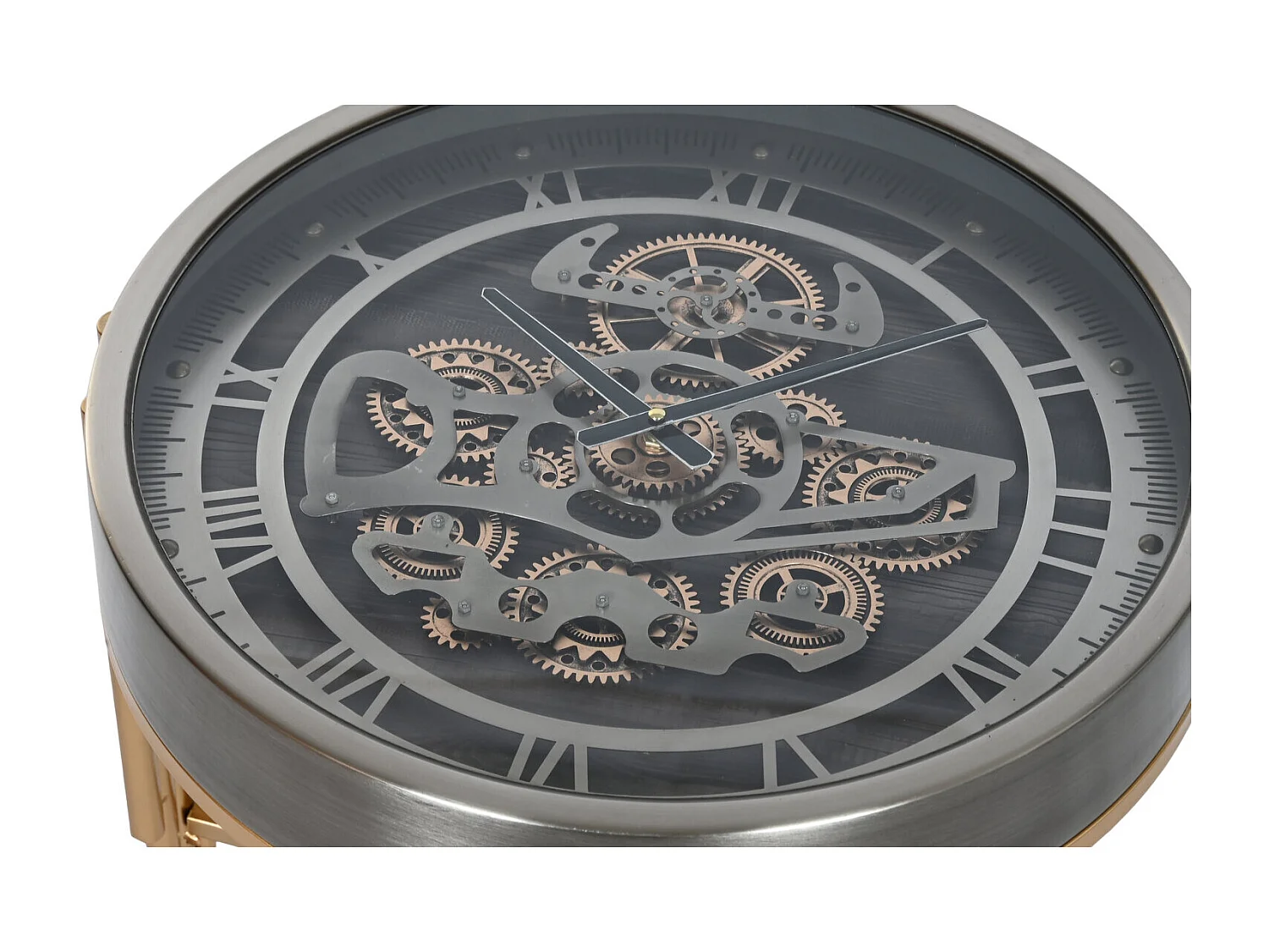 Metalen bijzettafel 50x50x54 met uurwerk