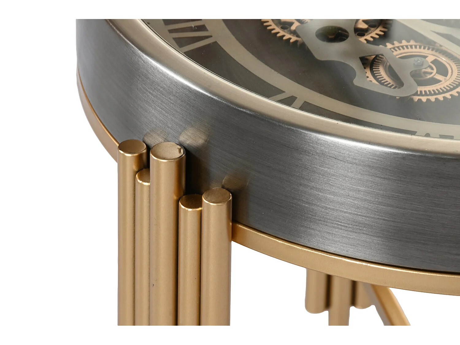 Metalen bijzettafel 50x50x54 met uurwerk