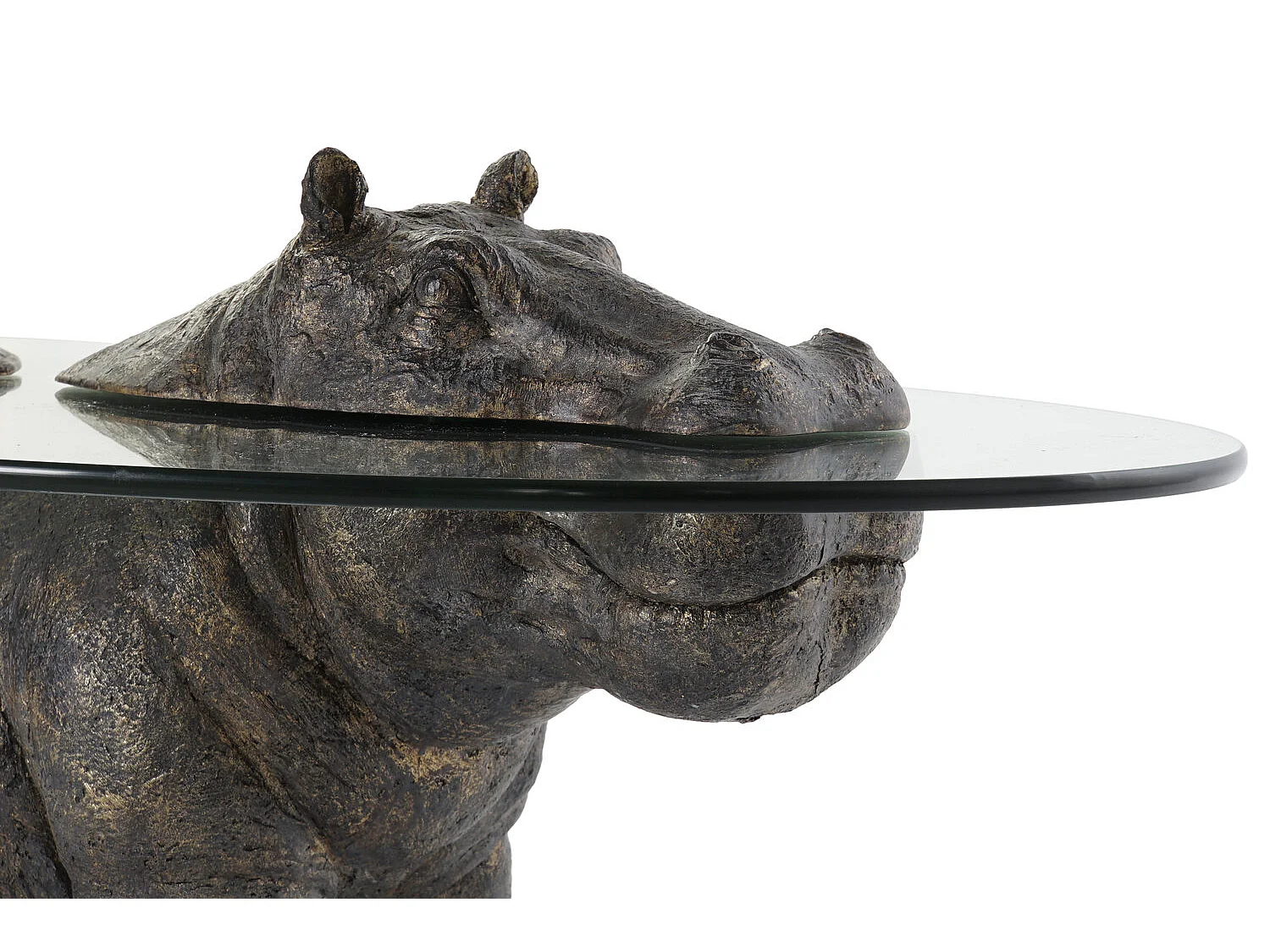 Mesa lateral de resina e vidro 80x50x37 hipopótamo