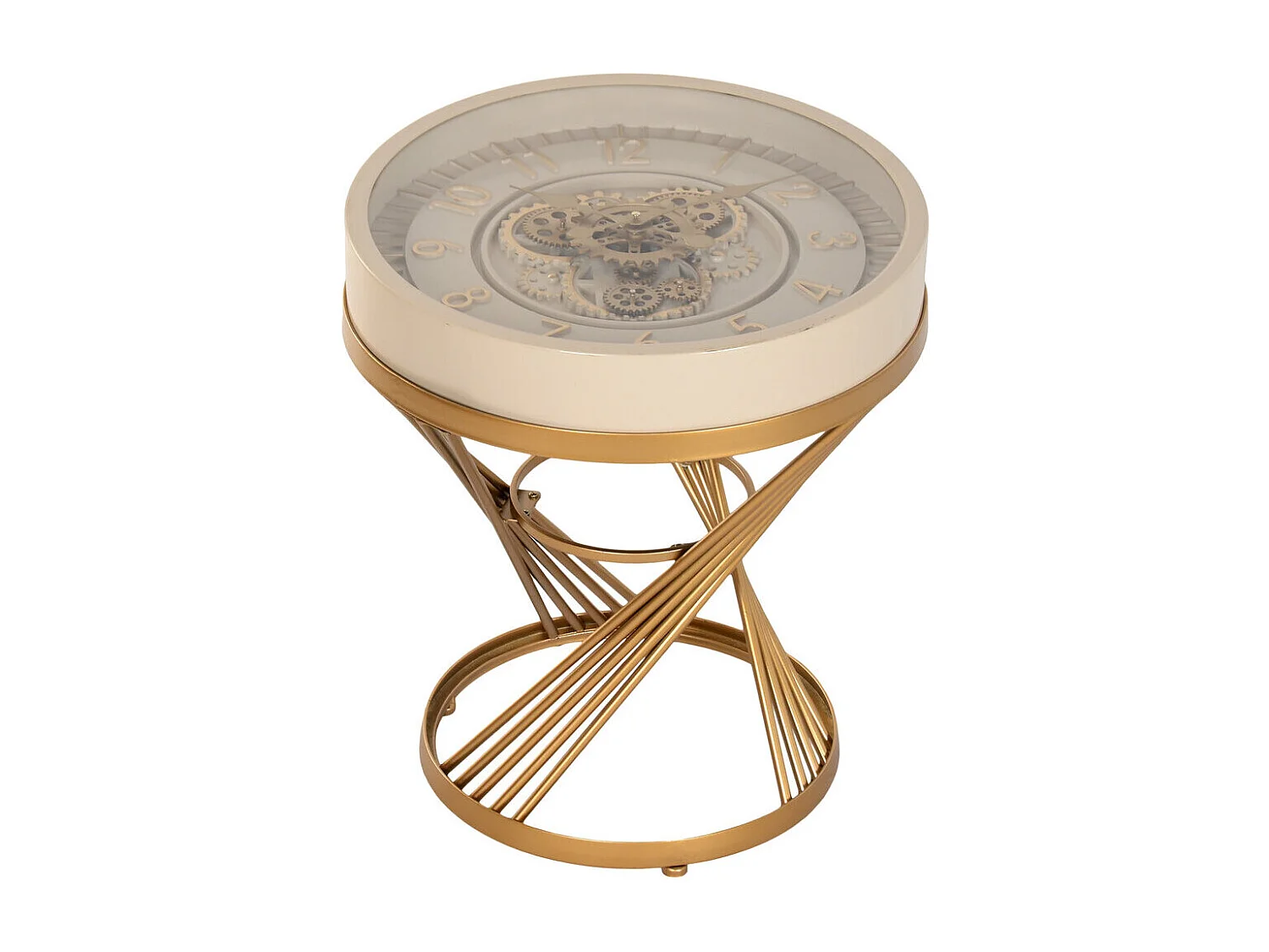 Metalen bijzettafel 50x50x51 cm met uurwerk