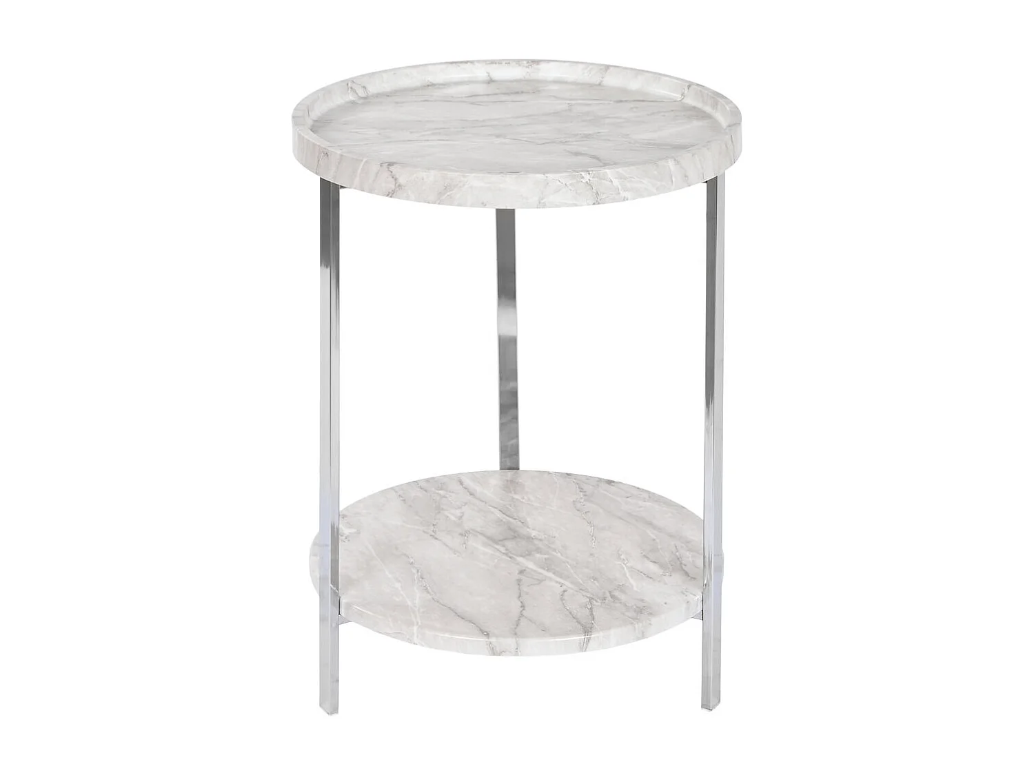 Bijzettafel van MDF en metaal, 40x40x53 cm, marmerlook.