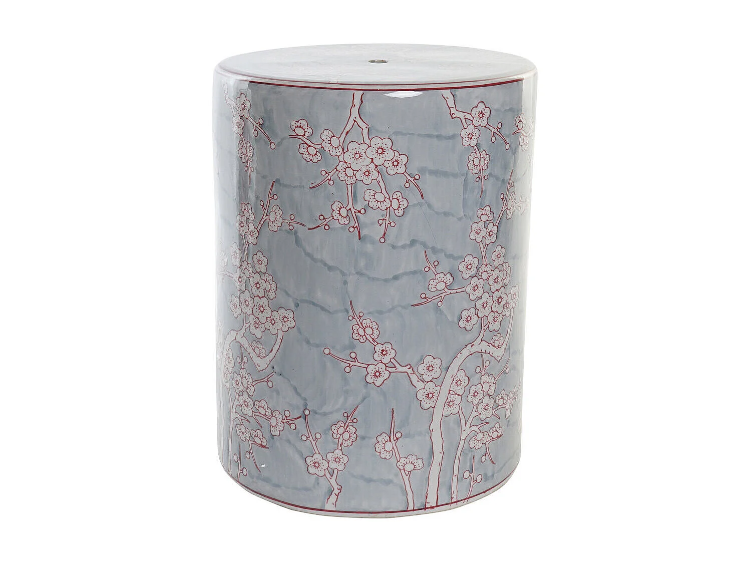 Mesa lateral de porcelana 32x32x41 com estampa floral azul