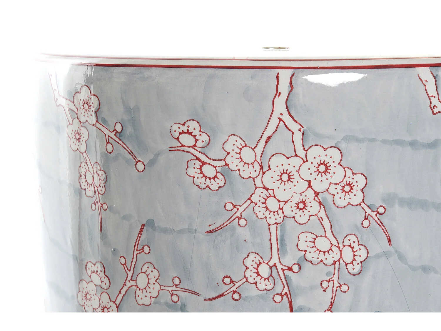 Mesa lateral de porcelana 32x32x41 com estampa floral azul