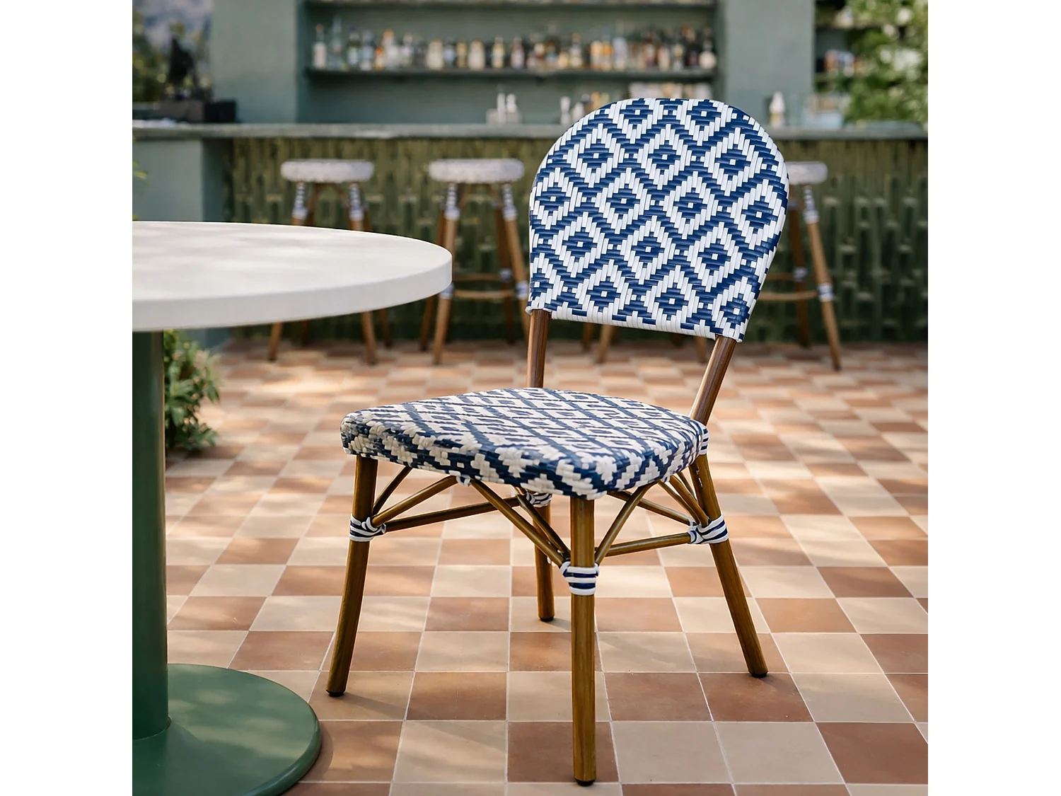 Now's Home - Lot2 Chaises  Aluminium Et Textilene Bleu Aspect Rotin41x43x87 Scala