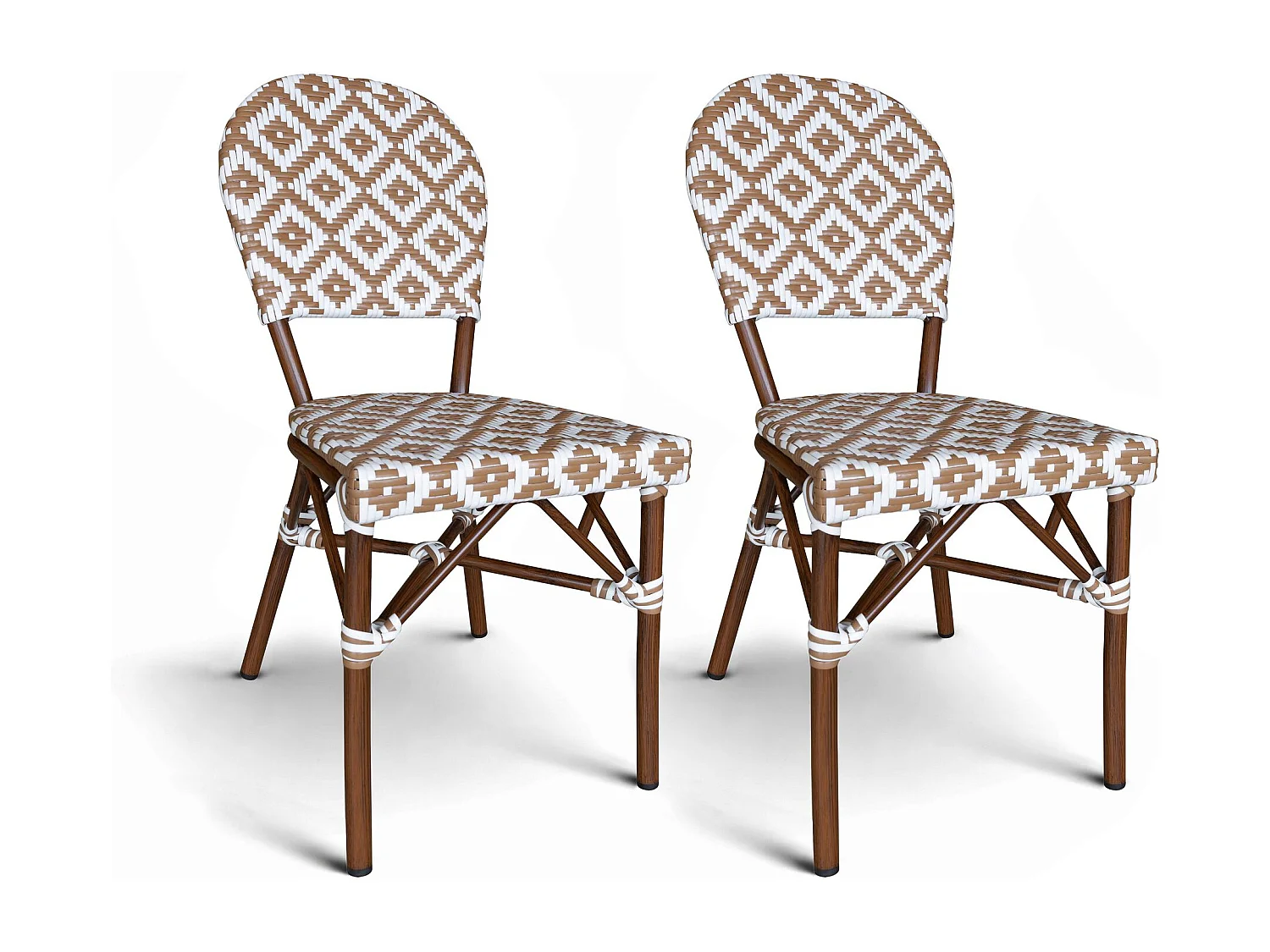 Now's Home - Lot 2 Chaises Textilene Noisette/aluminium Effet Rotin 41x43xht87 Scala