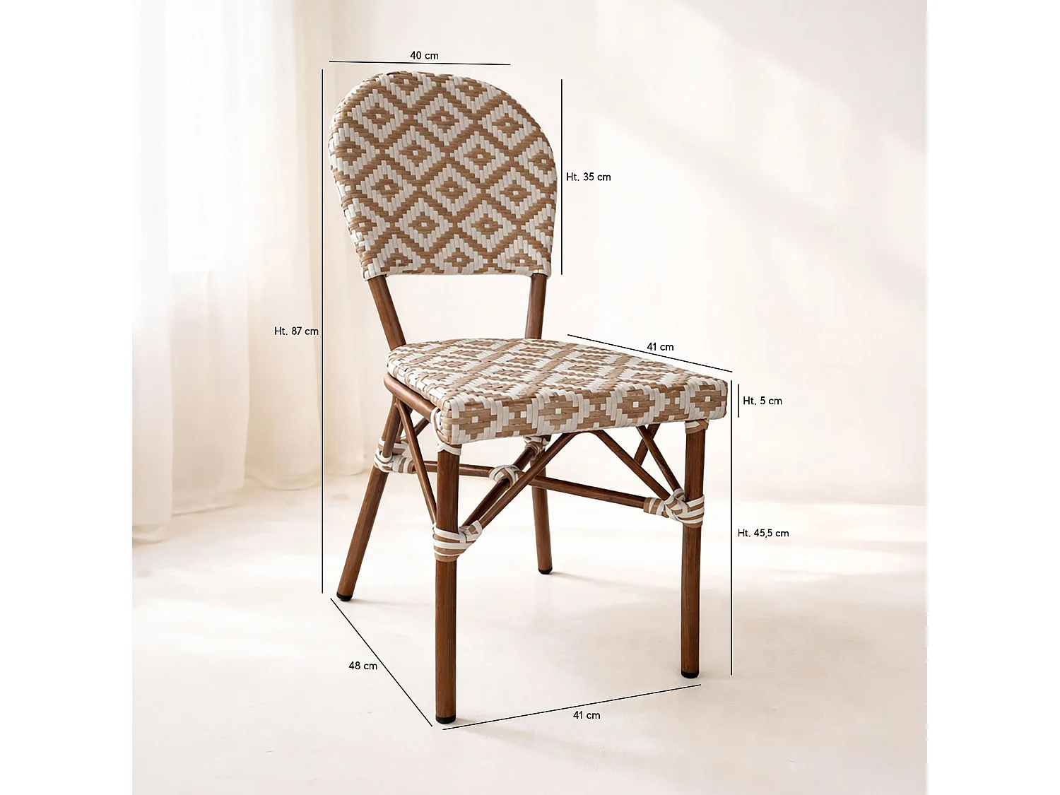 Now's Home - Lot  2 Chaises Noisette En Aluminium Effet Rotin Noyer 41x43xht87 Scala