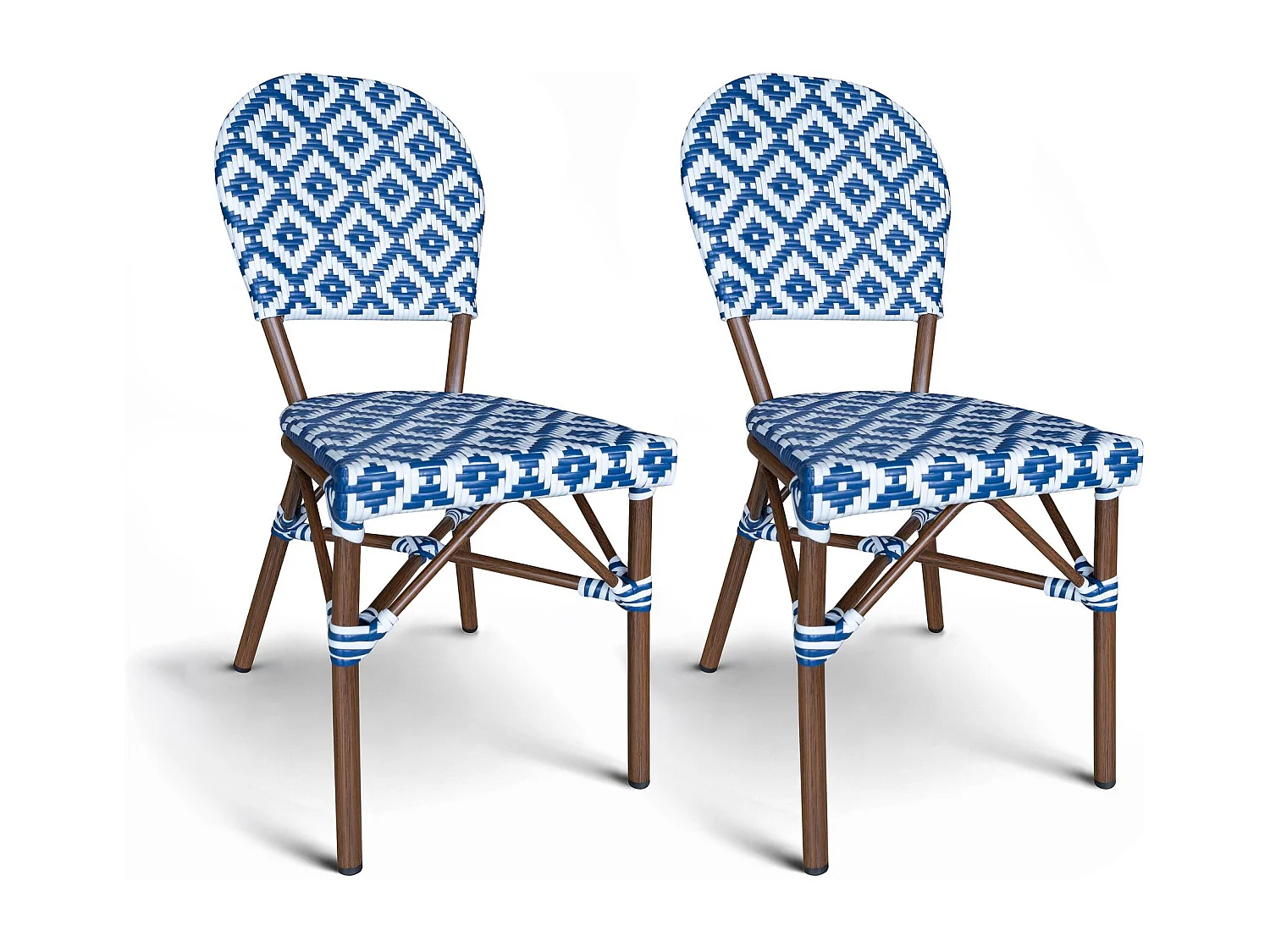Now's Home - Lot 2 Chaises Textilene Tressé Bleu Aluminium Rotin 41x43xht87 Scala