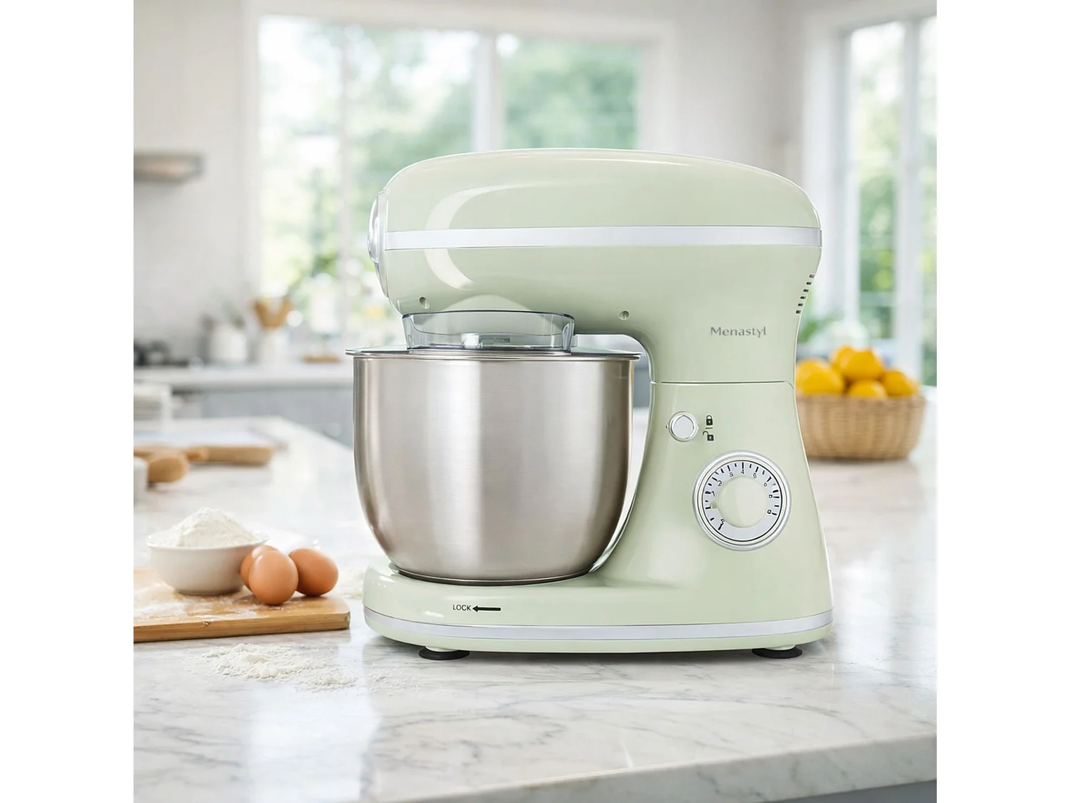 Menastyl - Robot Patissier Retro En Polypropylène Celadon Et Acier Inoxydable