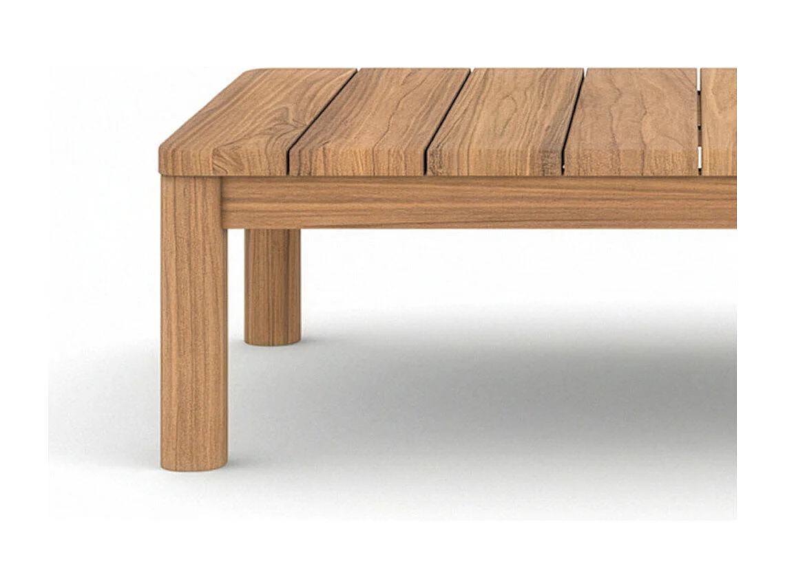 Salon de jardin 4 personnes en teck massif et tissu rayé gris - Nadila