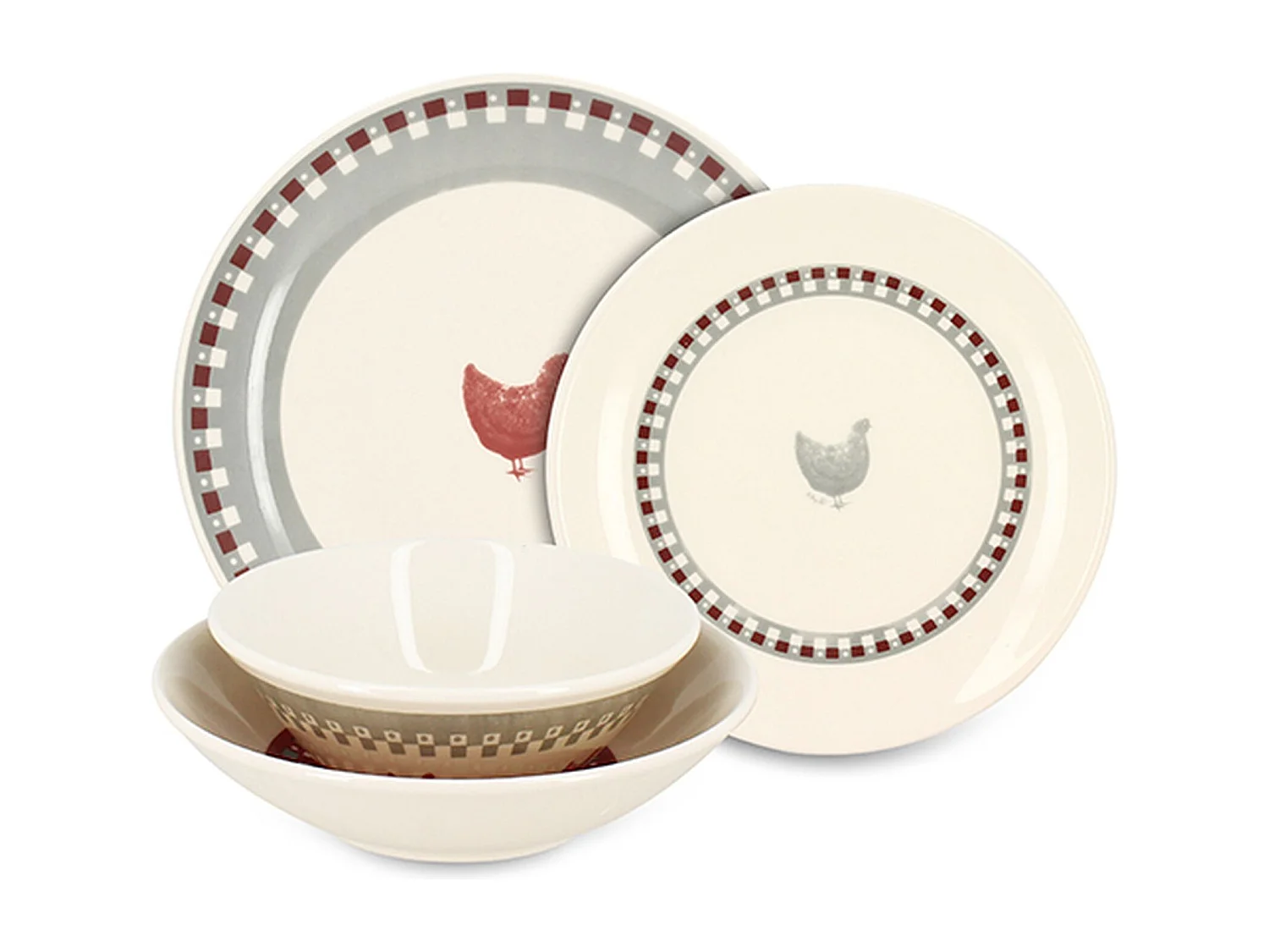 Novastyl - Lot De 48 Assiettes Gallina En Grès