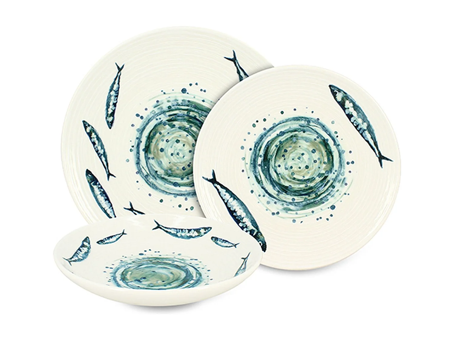 Novastyl - Lot De 36 Assiettes Sardine En Grès