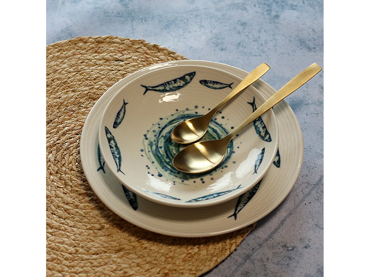 Novastyl - Lot De 36 Assiettes Sardine En Grès