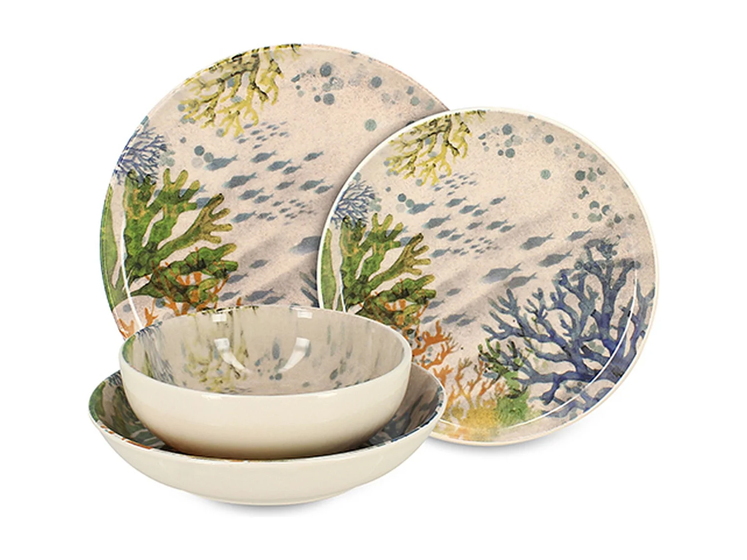 Novastyl - Lot De 48 Assiettes Corfou En Grès