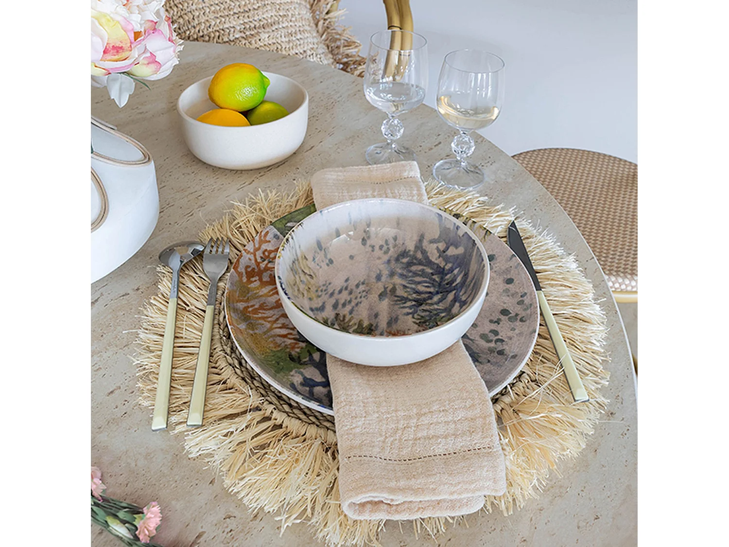 Novastyl - Lot De 48 Assiettes Corfou En Grès