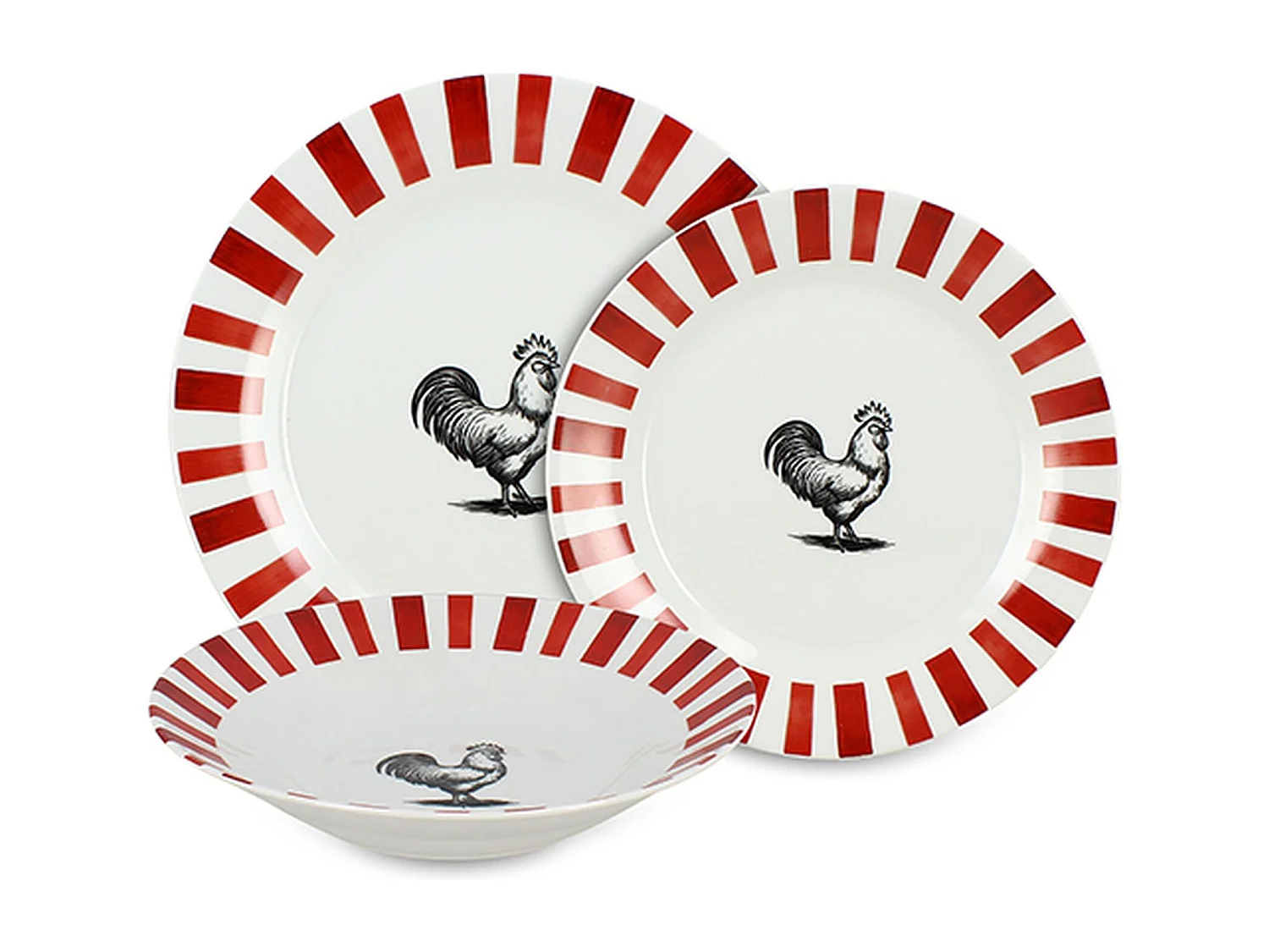 Novastyl - Lot De 36 Assiettes Cocorico En Porcelaine