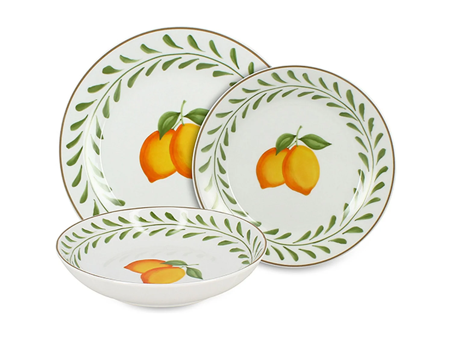 Novastyl - Lot De 36 Assiettes Lemon En Porcelaine