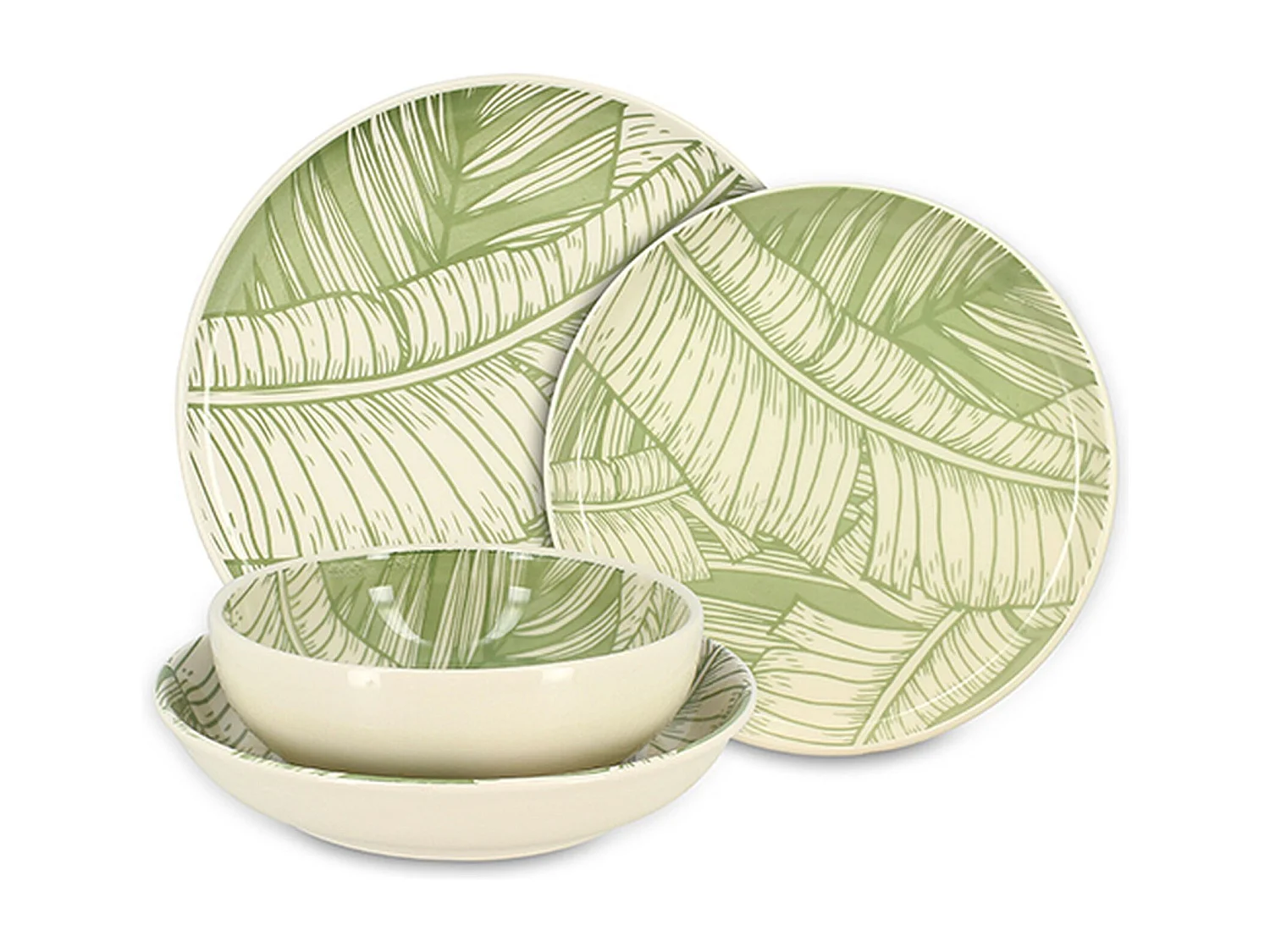 Novastyl - Lot De 48 Assiettes Leaves En Grès