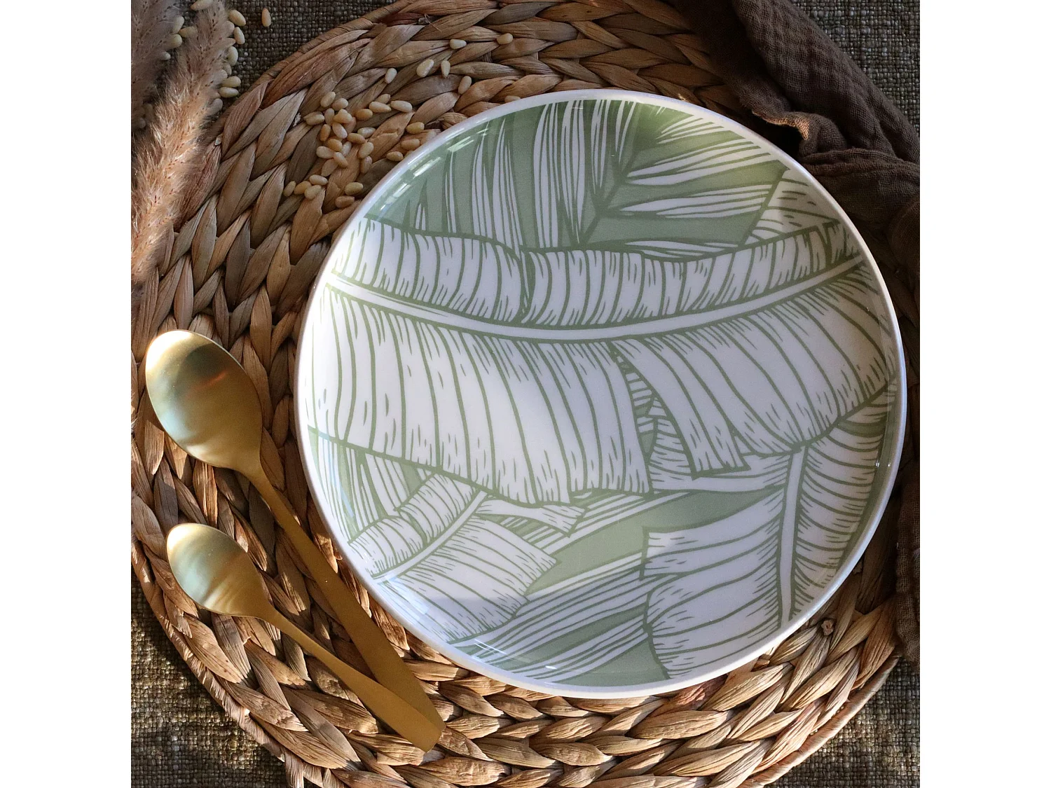 Novastyl - Lot De 48 Assiettes Leaves En Grès