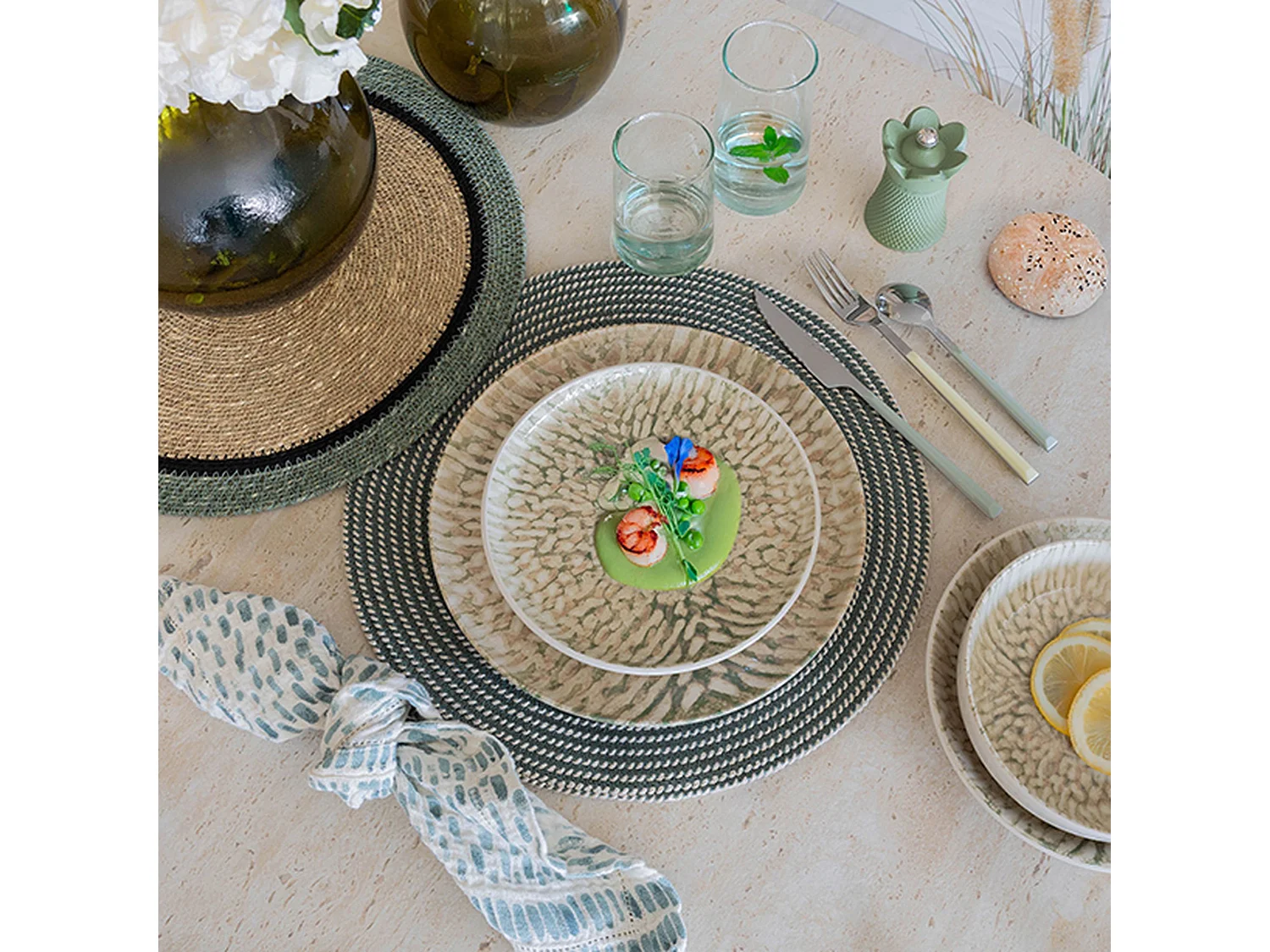 Novastyl - Lot De 48 Assiettes Jade En Grès