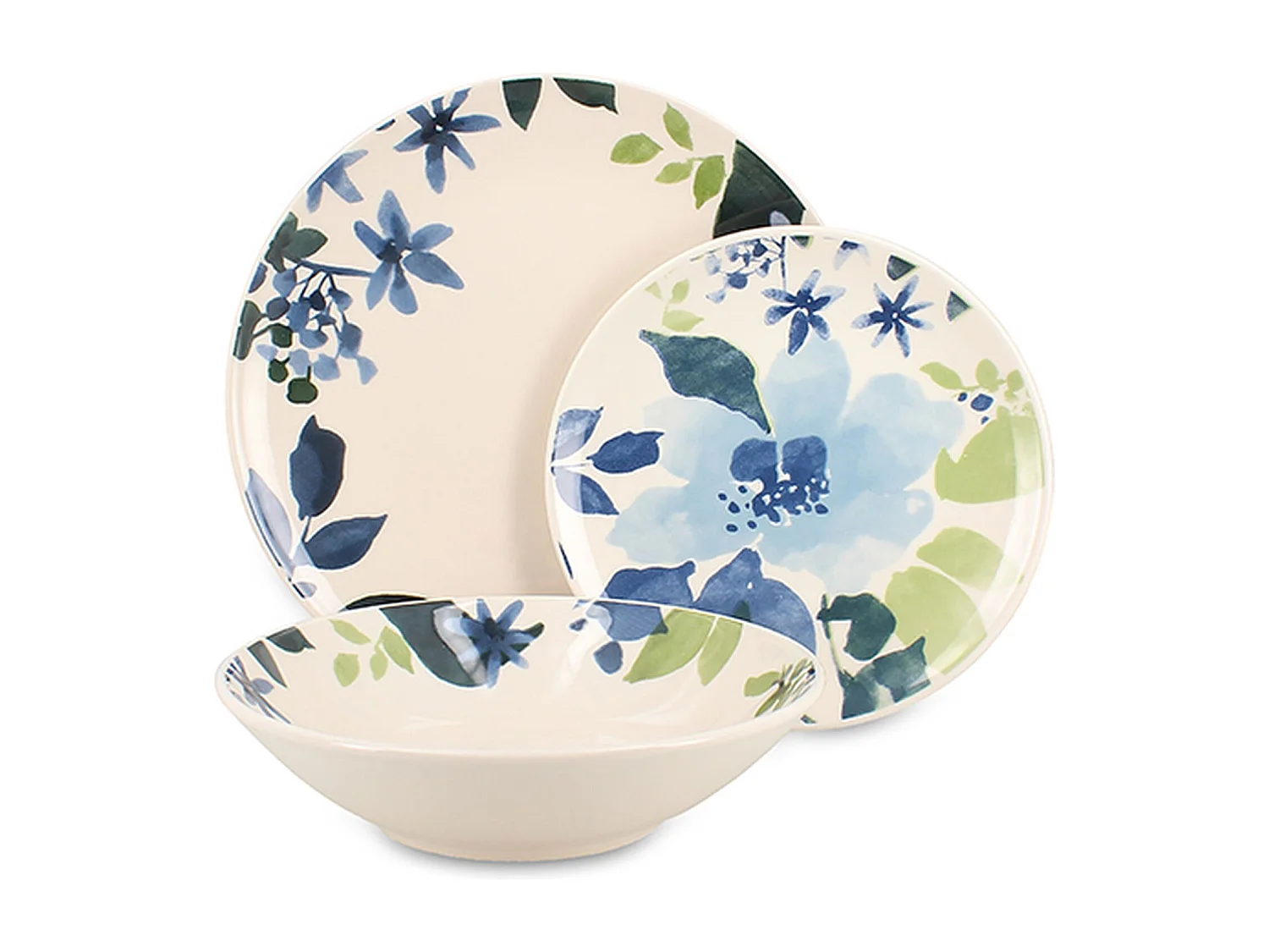 Novastyl - Lot De 36 Assiettes Bleuet En Grès