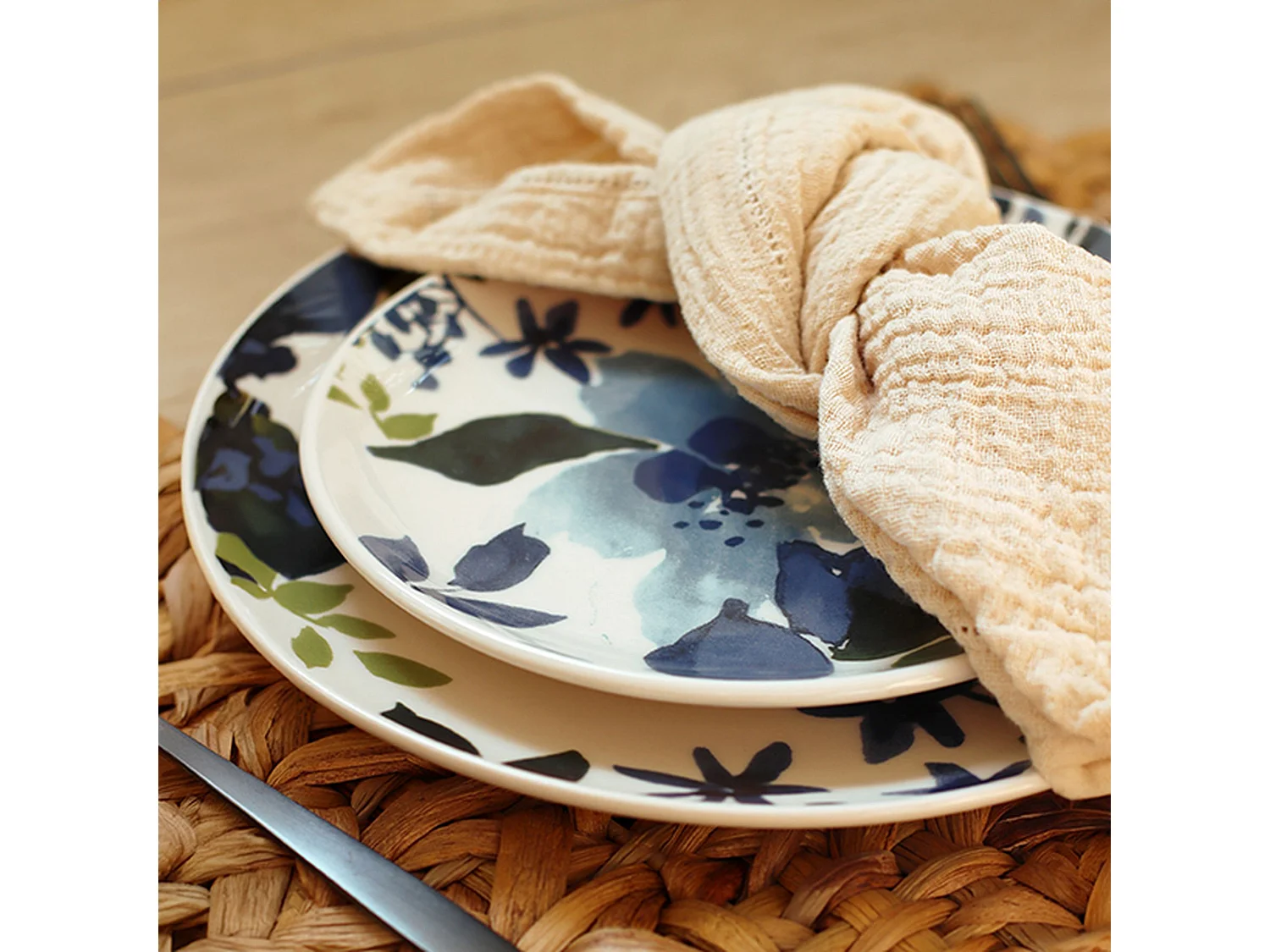 Novastyl - Lot De 36 Assiettes Bleuet En Grès