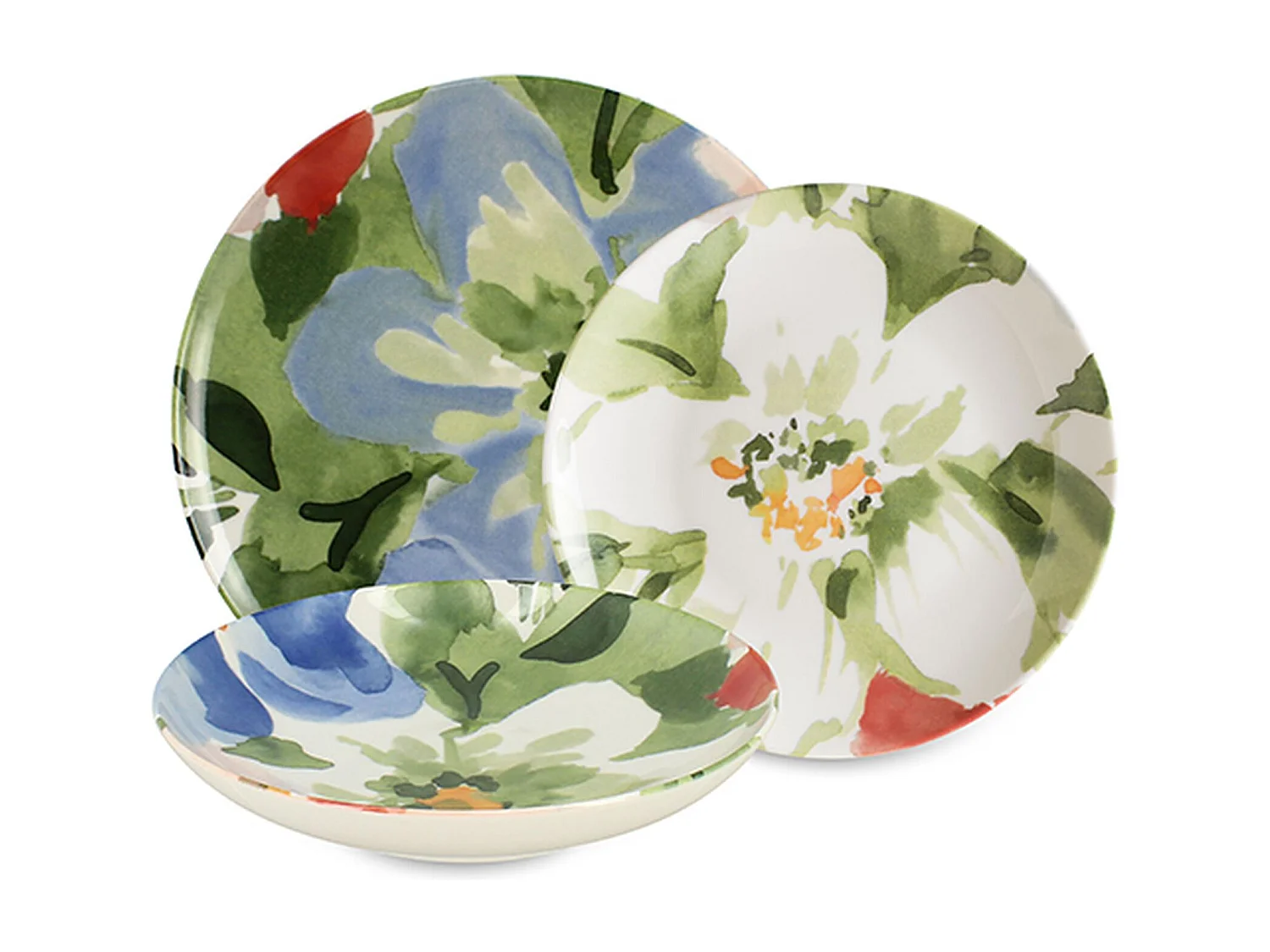Novastyl - Lot De 36 Assiettes Floralux En Porcelaine