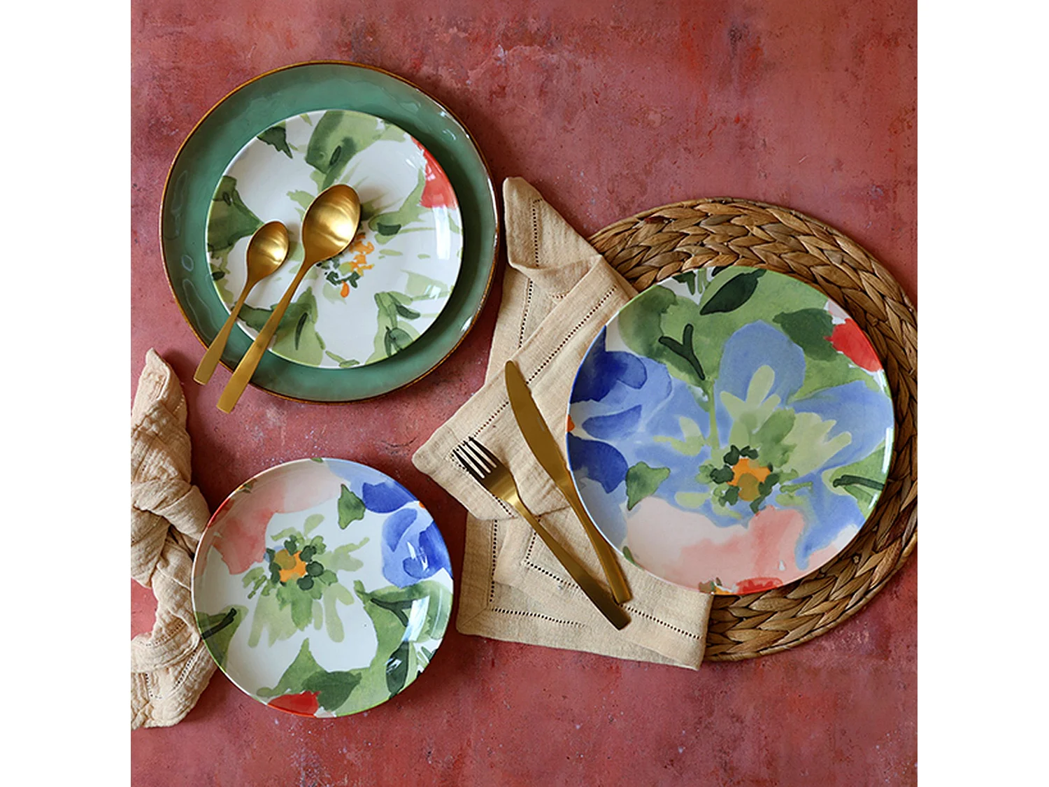 Novastyl - Lot De 36 Assiettes Floralux En Porcelaine