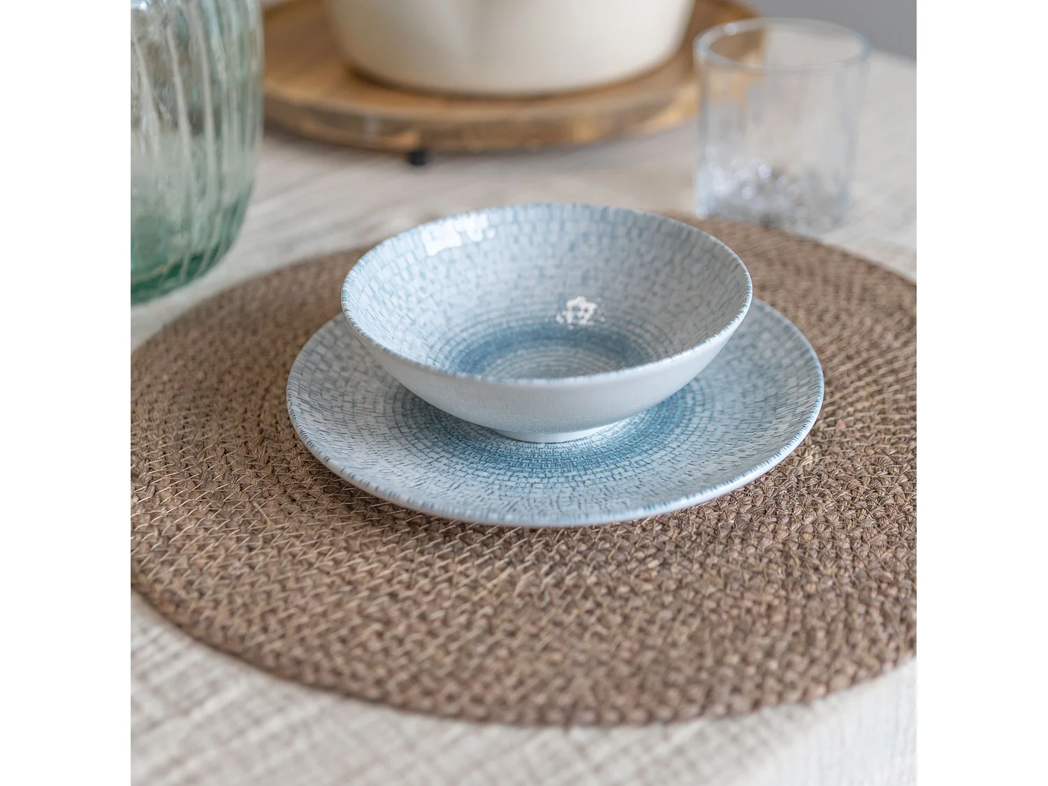 Novastyl - Lot De 48 Assiettes Aqua En Porcelaine