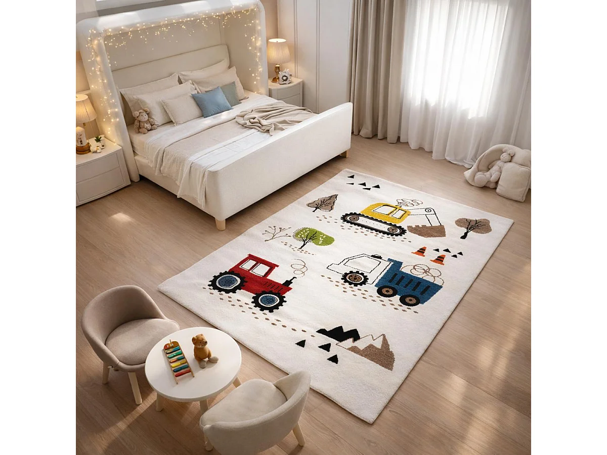 Tappeto per bambini TRUCKS, certificato OEKO-TEX