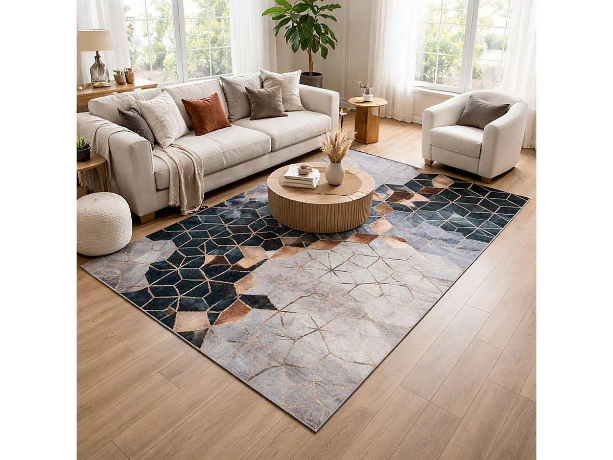 Tapis de cuisine 120x170 LYN11 GRAFIK blanc, facile d'entretien