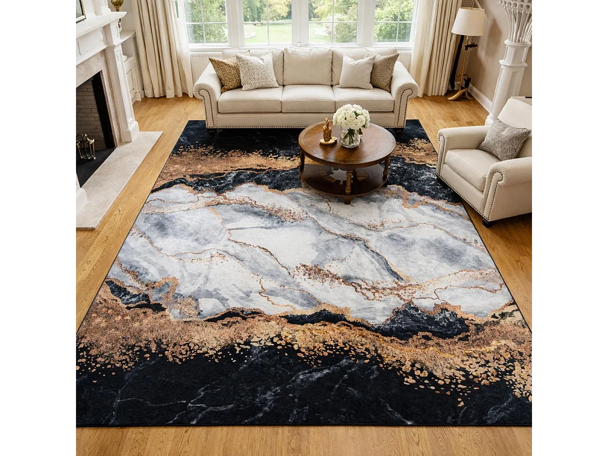 Tapis de chambre 160x230 LYN11 GRAFIK Noir, facile d'entretien