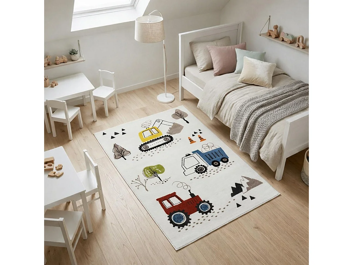Tappeto per bambini TRUCKS, certificato OEKO-TEX