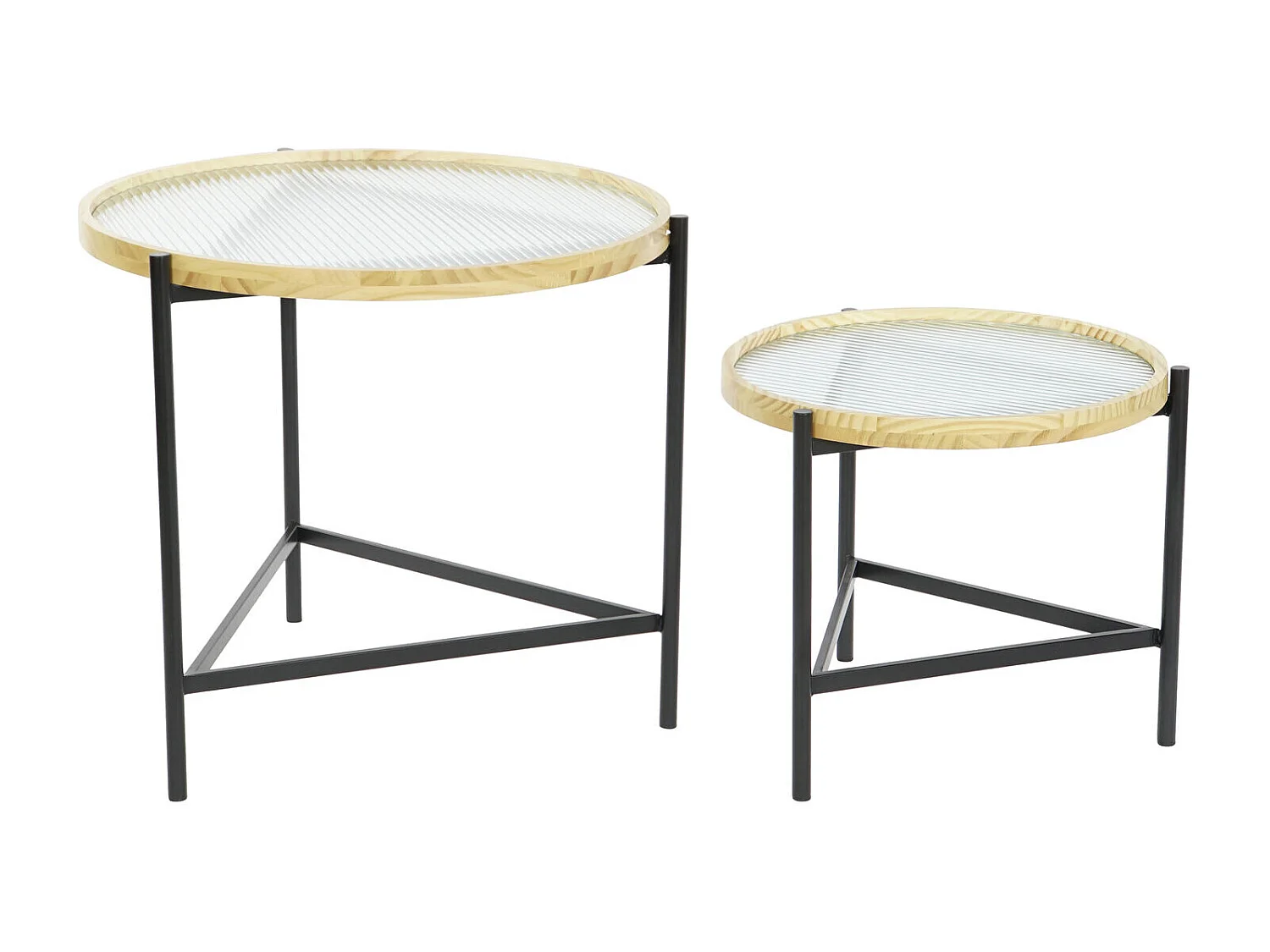 Tavolino laterale Set di 2 in vetro e metallo 62X62X55,5