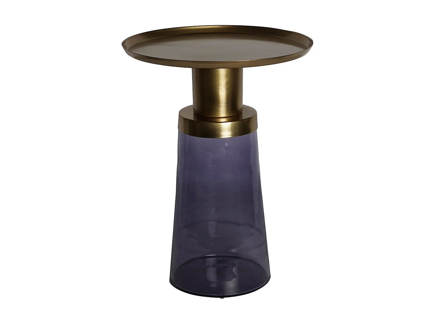 Bijzettafel van glas en ijzer, 37x37x50 cm, blauw