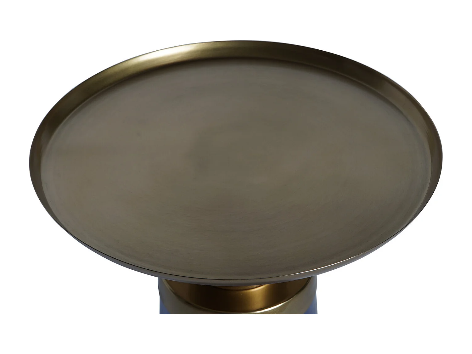 Bijzettafel van glas en ijzer, 37x37x50 cm, blauw