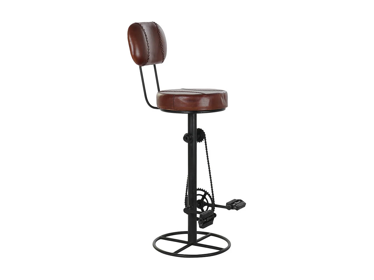 Kruk van metaal en leer 45x46x118 cm Kruk van metaal en leer