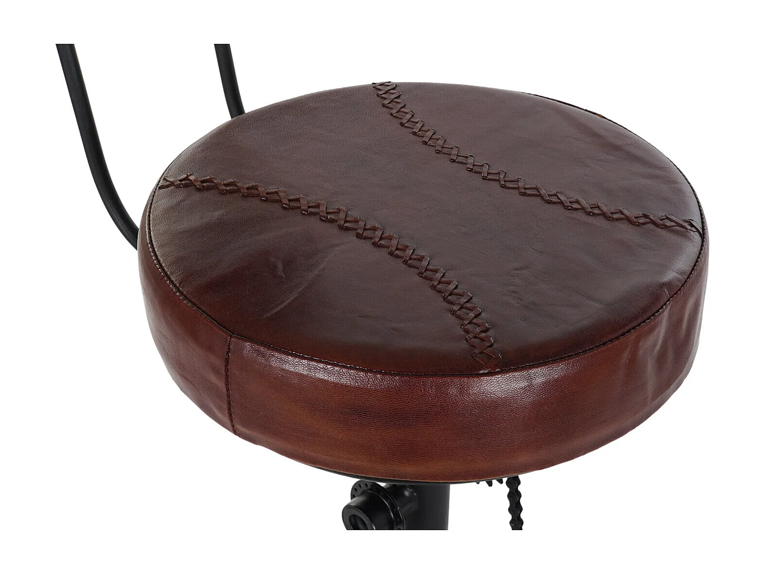 Kruk van metaal en leer 45x46x118 cm Kruk van metaal en leer