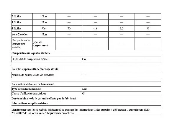 Réfrigérateurs 2 portes 249L Froid Statique BRANDT 54cm E, BIC1724ES