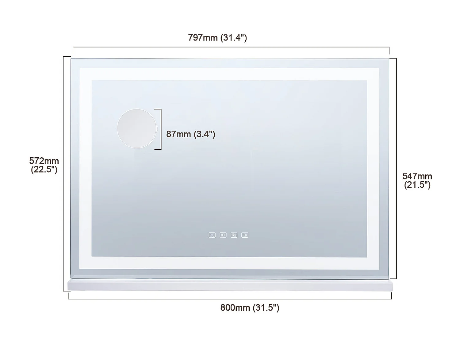 Miroir de Maquillage LED, 3 Modes Eclairage de Couleur, Grand Miroir Cosmetique Studio LED, Grossissement 5X, Haut-parleur Bluetooth, Controle Tactile Intelligent