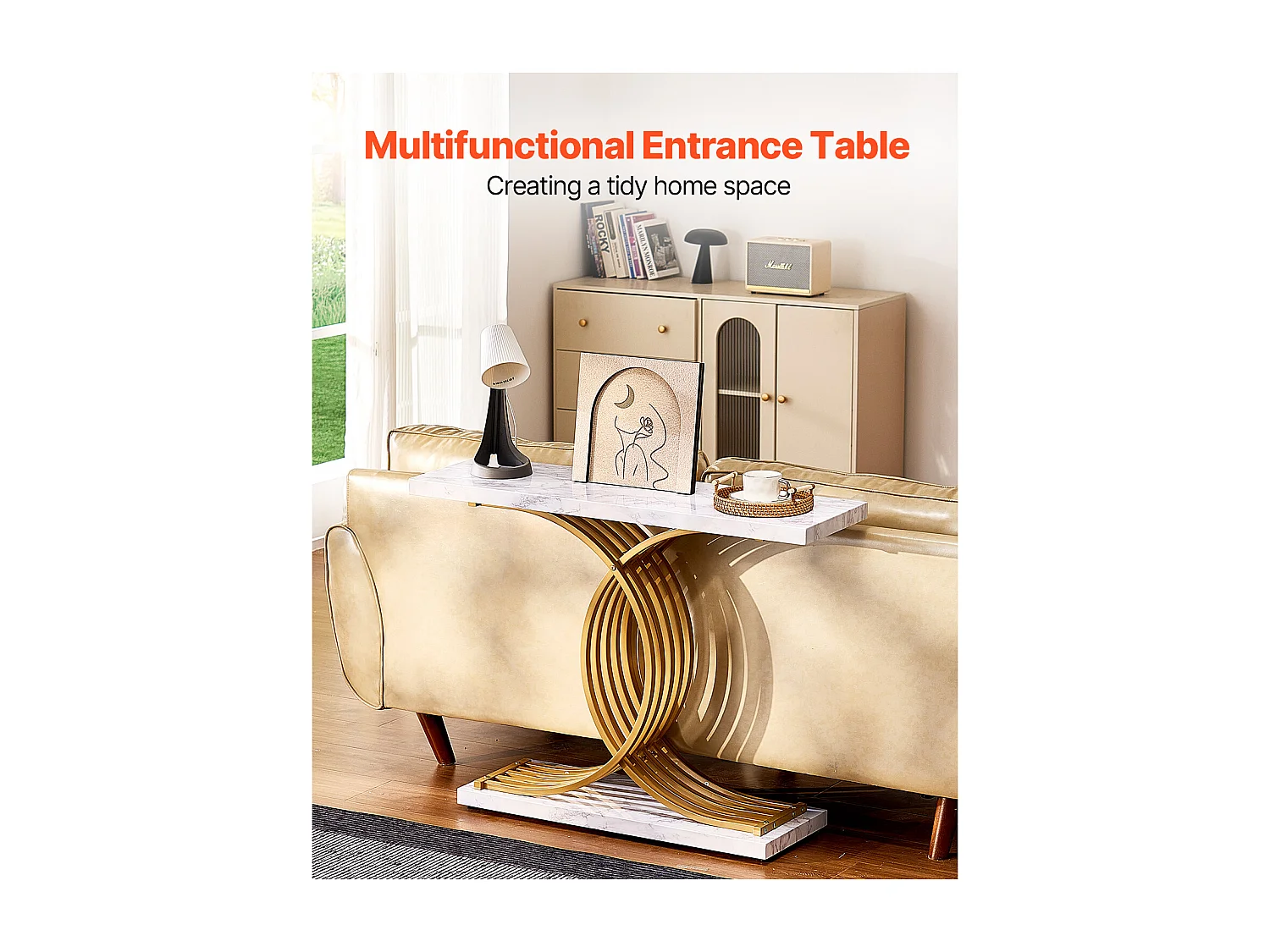 Table console étroite canapé 100x30x81 cm, 1 niveau, cadre métal, pour couloir, salon, chambre.